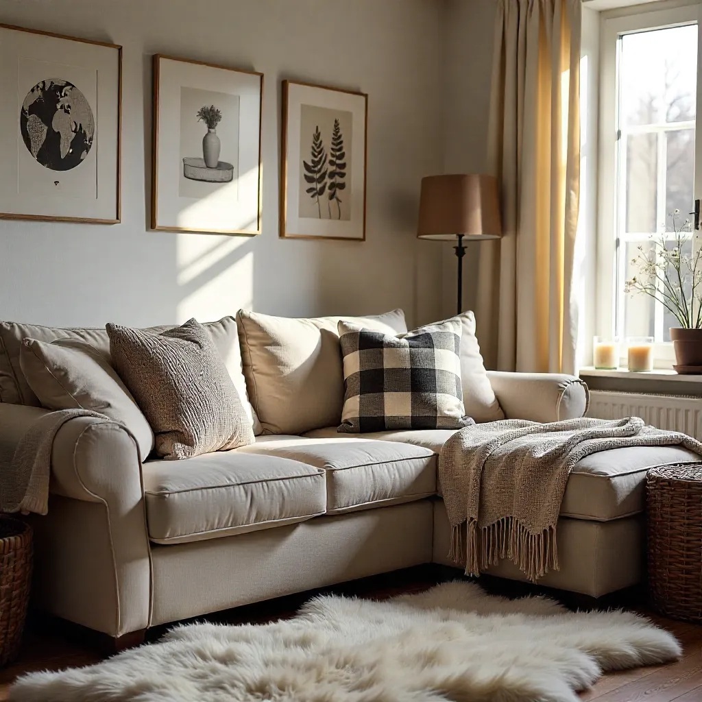 Rich textured fabrics creating cozy winter atmosphere